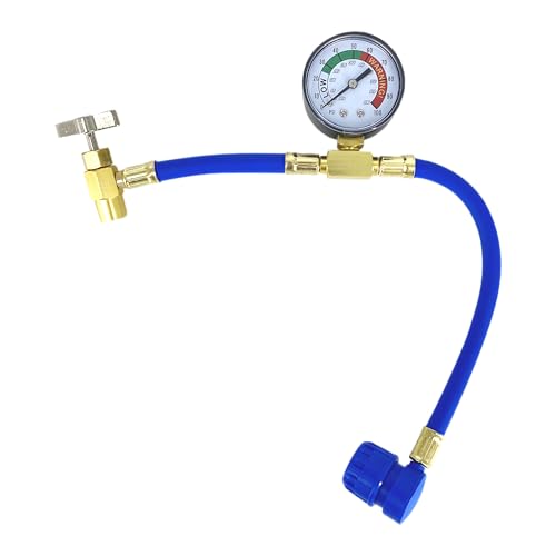 INFloo Wąż do klimatyzacji z manometrem | R134a R1234yf | 11 mm Low Pressure | Wielokrotnego użytku | Nadaje się do wszystkich modeli pojazdów