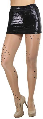 Image of ToBeInStyle Women's Valentine Day Themed Opaque Sheer Pantyhose w /Heart Love