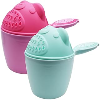 Baby Shampoo Cup,RoadLoo 2Pcs Shower Shampoo Cup Waterfall Rinser Cute Kids Wash Hair Bathing Flusher Cup Protection Eye Rinse Cup for Shampooing and Bathing Watering Flowers and Brushing