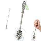YEibi Cepillo Limpiador de Botellas de Silicona 25 cm con Mango Largo + Cepillo...