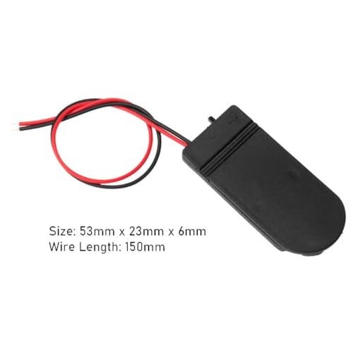 Image of Button Battery Holder for 2 x 3V CR2032 - with ON /Off Switch & Wires - LED Power Supply Case for DIY Electronics, Arduino, STEM, and Hobby Projects(Pack of 20) Black
