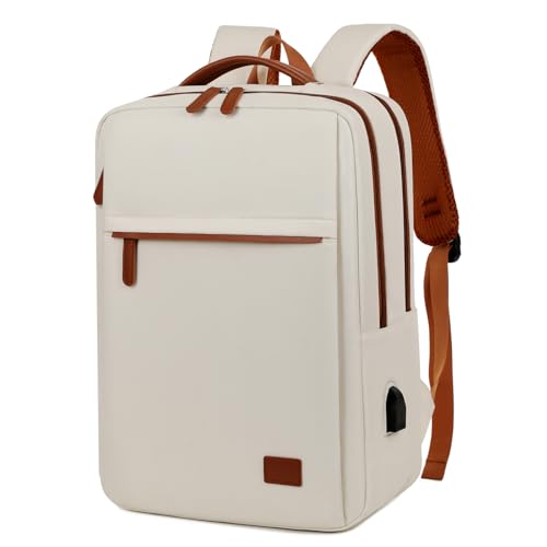 Outplea Mochila para laptop de 15,6 polegadas para homens e mulheres, mochila de viagem pequena de 20 L, mochila de transporte para itens pessoais para aviões, Bege, 20L, Mochilas Daypack