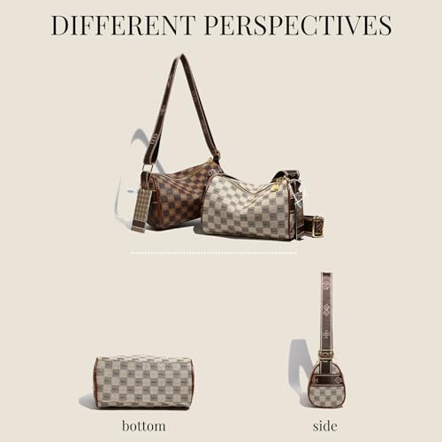 Checkered Crossbody Bags for Women,Vegan Leather Shoulder Handbags whit Adjustable Shoulder Strap3