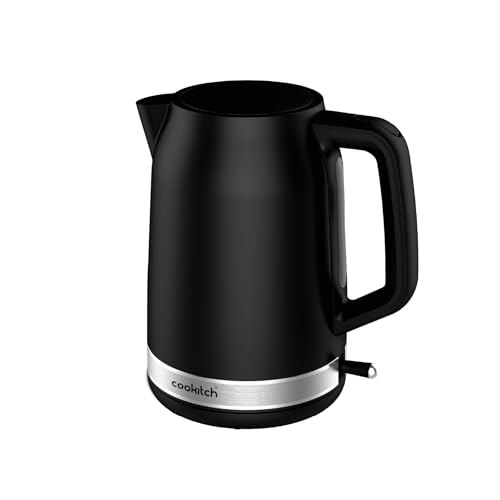 Cookitch Hervidor de Agua Eléctrico 1,7L – 2200W, Apagado Automático, Protección Antiebullición, Filtro Extraíble, Control Strix, Ventana Medidora, Diseño Mate con Acero Inoxidable