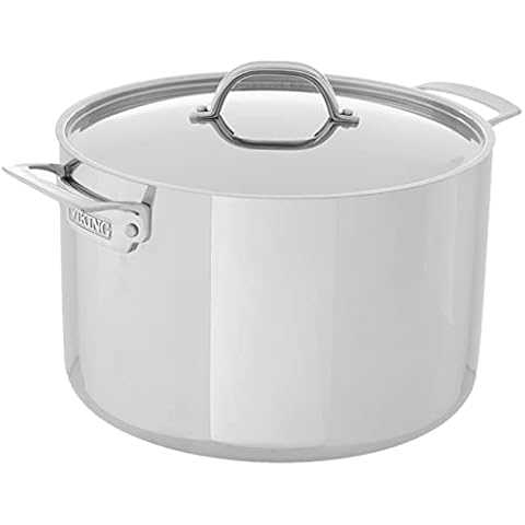 Viking Culinary 3-Ply Stainless Steel Stock Pot, 12 Quart Cover