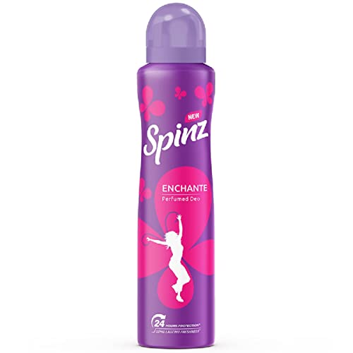 Spinz Enchante Perfumed Deo for Women, with International Fragrances for Long Lasting Freshness and 24 Hours Protection from Odour causing Bacteria,