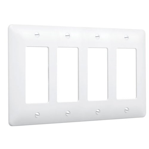 TayMac 5555W Masque 5000 Series Nonmetallic Wallplate, Four Decorator/Rocker, Four Gang, White Textured