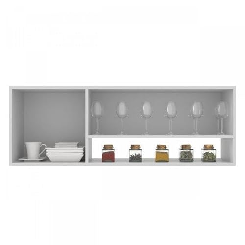 Armário Aéreo de Cozinha 2 Portas com Nicho Alana J Carvalho Branco