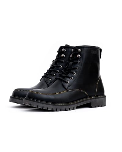 Image of Trip Machine Company Premium Leather Men's Motorcycle Riding Boots - Moc-Toe | 3 Point Protection | Ankle, Toe & Heal Protectors | CE Certified | Light Weight | Anti Slip Sole | Lifestyle Boots