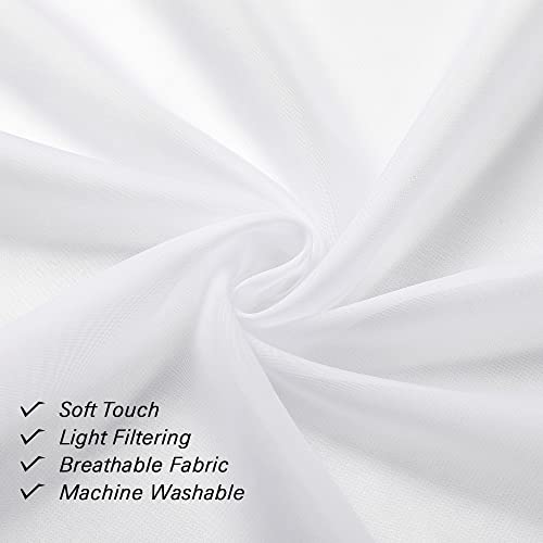 Lecloud Sheer Curtain Panels Set 84" Inches Long, Solid Voile Light Filtering Airy Curtains Window Treatment Drapes For Living Room, 2 Panels Elegant Bedroom Sheer Curtains, White, 40" Wx84 L #TOP7