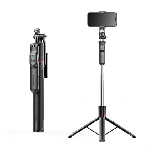 Snowchecking F16 2-in-1 Selfie Treppiede Stabilizzatore Gimbal Con Telecomando, Design Portatile Regolabile Con Supporto Staccabile, Viaggio Portatile Nero