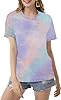tiorhooe Womens Tie Dye T Shirt Tops Short Sleeve Crewneck Summer Basic T Shirts #1