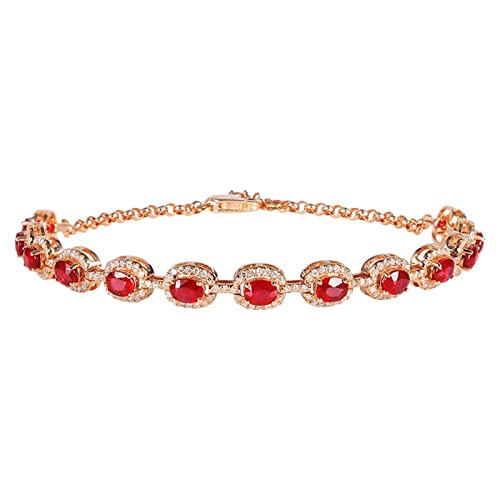 Bracelets en Or 18 carats pour Femme avec Rubis Rouge et Bracelet Diamant Chic