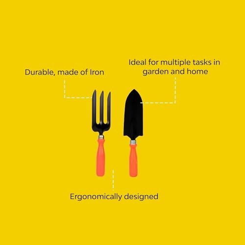 Image of Ocean Mart- Gardening Hand Tools Set - 5 Pieces (Cultivator, Big and Small Trowel, Weeder, Fork) | Tools for Home Garden | Durable Plant Tool Kit | Farming Tools
