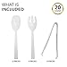 Party Essentials Plastic Party Buffet Serving Utensils Kit, Spoons/Forks/Tongs, 20-Piece, White