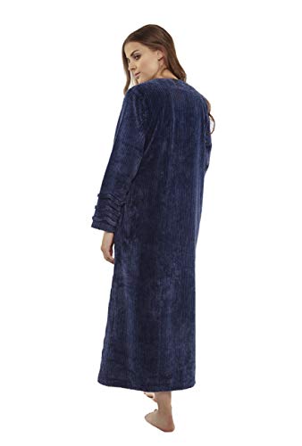 HOC Women's Floral Rose Embroidered Chenille Zipper Robe3