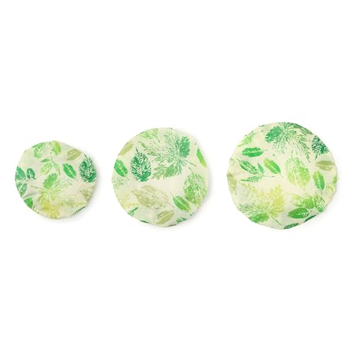 Juego de 3 cubiertas de cera de abeja para tazones de tela de algodón para fermentación de masa y preparación de comidas, cubiertas a prueba de pan