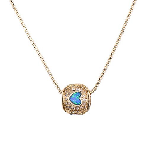 Collier zircon cubique et opale bleue cadeau idéal femmes amoureux