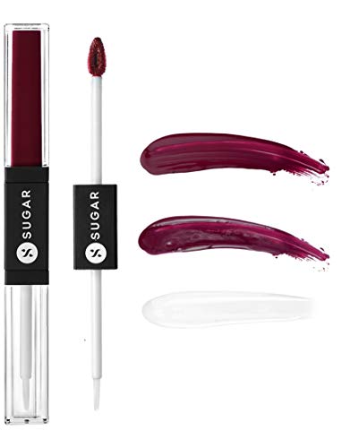 SUGAR Cosmetics Smudge Me Not Lip Duo - 17 Fiery Berry (Marsala) 2 In 1 Lipstick , Matte Finish , Glossy Finish, Hydrating Formula