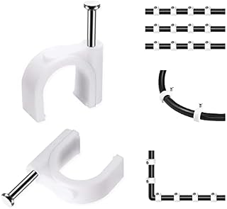 Abnii Cable Clips, 400 Pcs Wire Clips Durable Black Round, 4 Size 4mm 6mm 8mm 10mm,Cable Tacks Wire Tidy Clips,Black-4/6/8/10mm