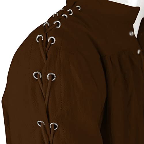 Camisa de lino para hombre gótico victoriano para cosplay cómodo 2