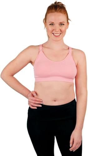 Bamboobies Women's Nursing Bra, Maternity Clothing for Breastfeeding, Super Strappy, Pink, Small