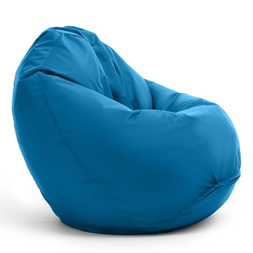 Bruni Bean Bag Classico M in Blau - Sitzsack Outdoor und Indoor mit Innensack zum Zocken & Lesen, Abnehmbarer Bezug, lebensmittelechte EPS-Perlen als Bean-Bag-Füllung, aus Deutschland