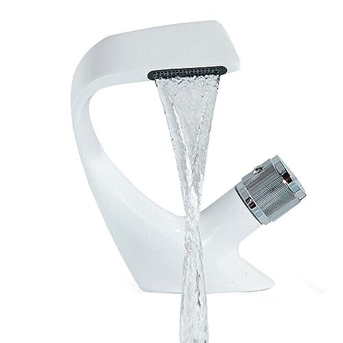 Grifo de lavabo de baño de diseño blanco con tirador de flujo para cocina, comedor, cuarto de ducha