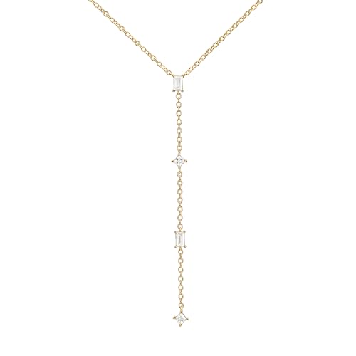 18k Gold Vermeil Diamond Lariat Necklace