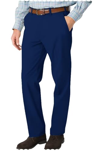 Men's Slim Fit Flat-Front Dress Pants Lightweight Comfort Work to Weekend Suit Trousers