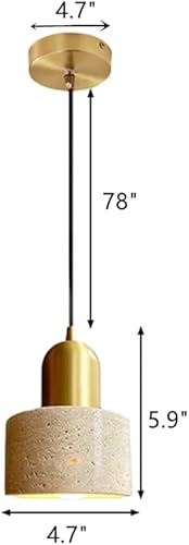 Miniatura 2 de OTTOSON Lámpara colgante cilíndrica con pantalla de piedra natural de 4.7 pulgadas, mini lámpara colgante dorada estilo nórdico, iluminación