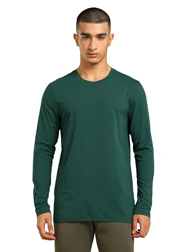 Image of TECHNOSPORT Men's Slim Fit Full Sleeve Crew Neck T-Shirt, COTFLEX Quick Dry Moisture Wicking Stretchable Sports Gym and Casual Wear