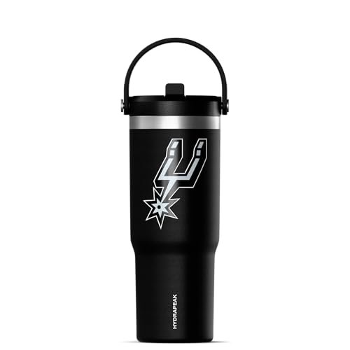 Hydrapeak x NBA Officially Licensed San Antonio Spurs 32oz Nomad Stainless Steel Tumbler with Handle and Straw Lid, Leakproof Water Bottle in Limited Edition Collector's Gift Box