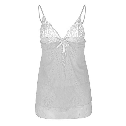 Chemise de nuit en V profond blanche pour raviver la flamme avec sensualité