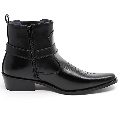 Image of Metrocharm Diego-02 Men's Belt Strap Studded Western Cowboy Boots