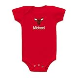 Chicago Bulls Custom Baby Bodysuit - Personalized Baby Name Embroidery & Official NBA Team Logo, Env