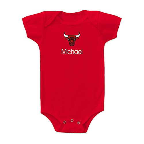 Chicago Bulls Custom Baby Bodysuit - Personalized Baby Name Embroidery & Official NBA Team Logo, Envelope Neck, Cotton, Double-Stitched, Supersoft, NBA Baby Bodysuit (Red, 0-3 months)