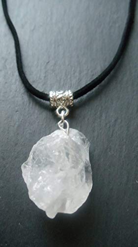 Clear Raw Quartz Crystal Pendant Necklace