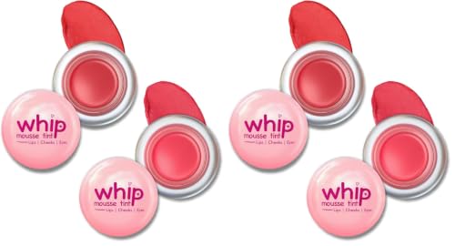 Image of Glam21 Whip Mousse Tint 3-in-1 | Lip, Cheek & Eye Tint | Vitamin E, Jojoba Oil & Shea Butter | Waterproof, Long-Lasting, Highly Pigmented | Lightweight Travel-Friendly Makeup | 4gm Each | Combo Pack Of 4 (Cherry Red&Pink Strawberry)