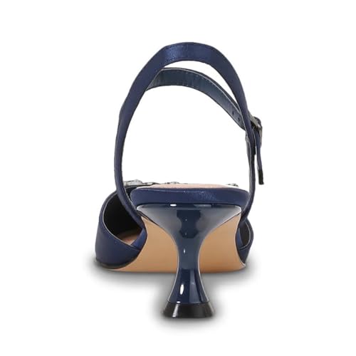 XYD Women Elegant Pointed Toe Pumps Heart-Shaped Crystal Low Heel Classic Ankle Strap Kitten Sandals Dating Party Shoes4