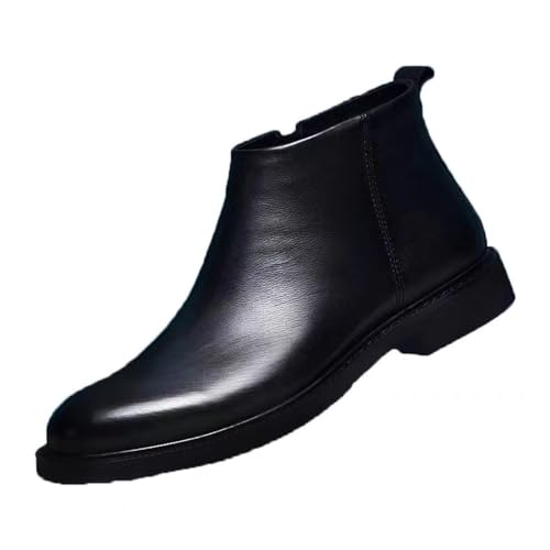 Men's Genuine Leather Handmade Chelsea Boots Fashion Formal Dress Side Zip Oxfords Boots