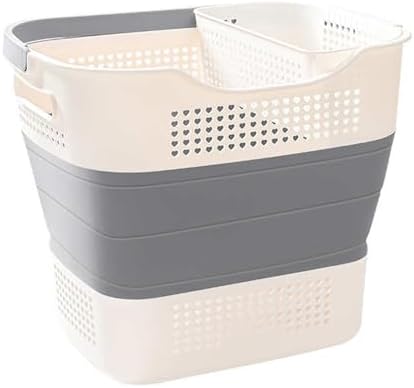 Collapsible Portable Laundry Basket with Dual Handles, Plastic Hamper for Clothes & Small Underwear, Space-Saving Organizer (Pink)