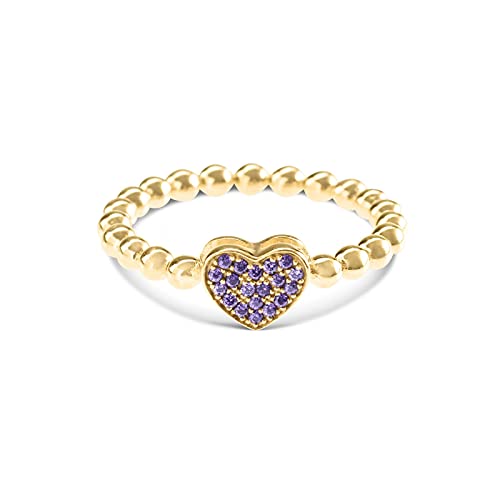 Bague cœur argent plaqué or et améthyste, le cadeau romantique idéal