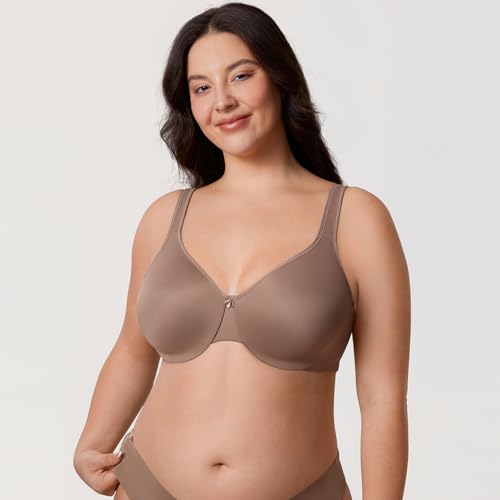 Image of DELIMIRA Women's Minimizer Plus Size Underwire Bras | Smooth, Full Coverage, Seamless, Tshirt Bra