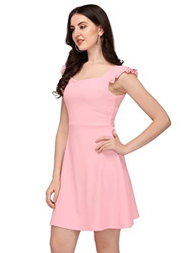 Image of Mehrang Fashion Western Dress || Stretchable Solid Sleeveles Frill Dress for Women || Western Dresses for Women || Dress for Women|| Summer Short Dresses for Women