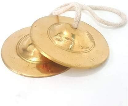 Metal Craft Manjeera Traditional Instrument Indian Music (3.5 Inches) Musical Handmade Percussion Instrument - Hand Cymbals Manjira Pair - Indian