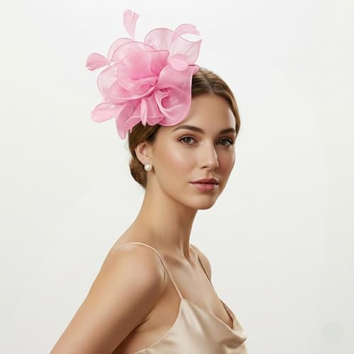 Image of DRESHOW Fascinators Hat Tea Party Headwear Ribbons Feathers on a Headband and a Clip for Women