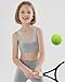 iMucci Sports Bra for Girls U-Shaped Training Bra with Removable Pads Scoop Neck for Teens Kids Yoga Sports Dance Bra Gray