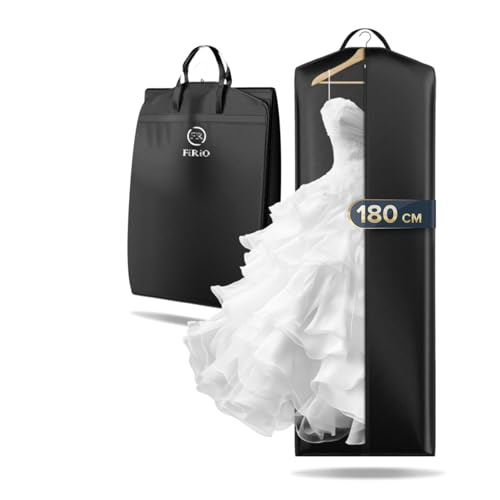 FiRiO 1 x Premium Housse Robe de Mariée Pliable I Anti-Mites, Respirants & Imperméables I Housse Robe Longue 180 cm I Housse Vetements à Suspendre Longue, Veste,...