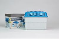 WENKO Feuchtigkeitskiller mit 1 kg Granulatblock, Raumentfeuchter, fasst bis zu 1,4 Liter Feuchtigkeit, laborgeprüft, nachfüllbar, reduziert Schimmel & Gerüche, 24 x 16 x 15 cm, Grau / Blau – Ansicht 8